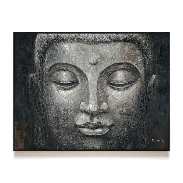 Silver Contemplation - Textured Buddha Serenity #H7472