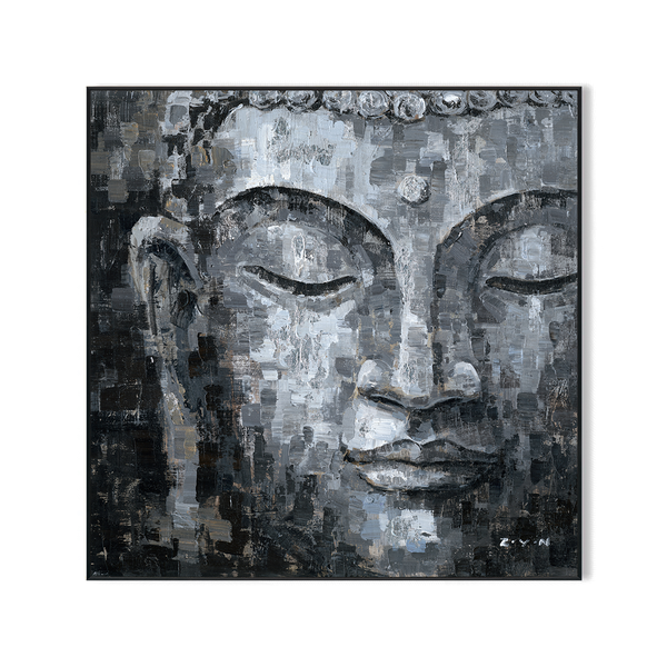 Shadowed Tranquility - Grey Abstract Buddha #H7506