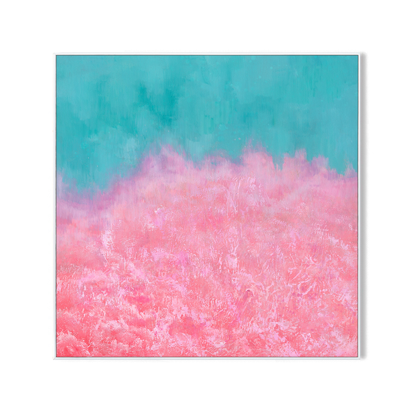 Misty Bloom - Pink & Aqua Abstract #J1548