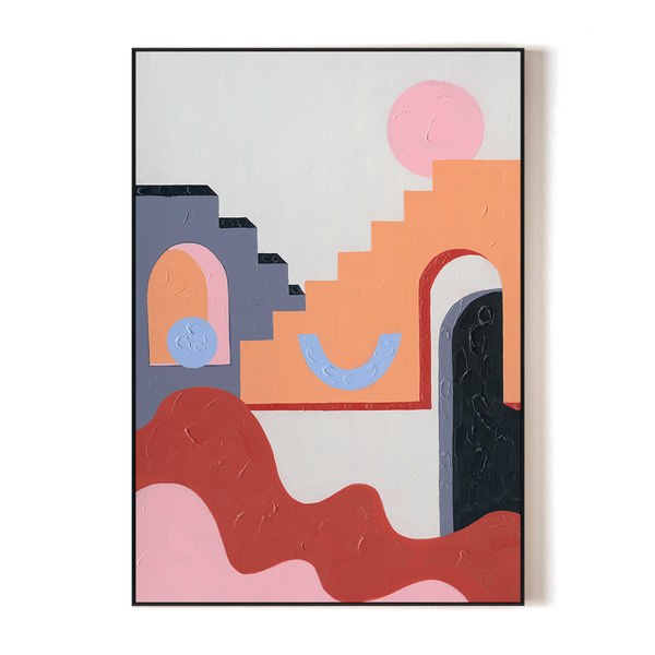 Chromatic Steps - Pink Orange Gray Abstract #J2532