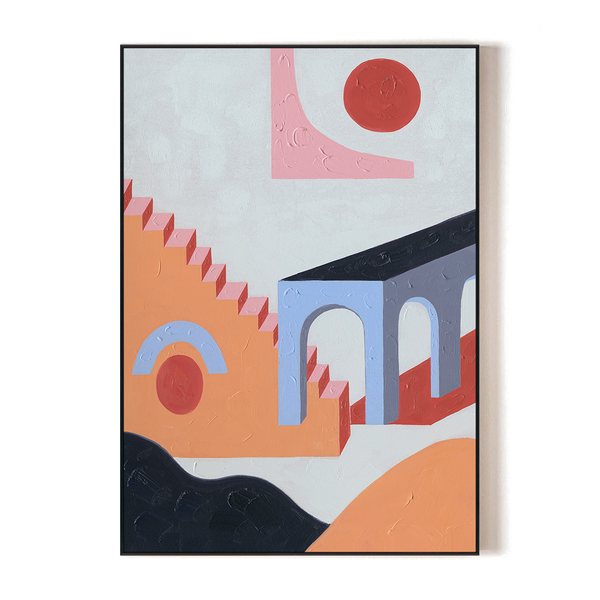 Dream Archway - Blue Pink Geometric Abstract #J2533