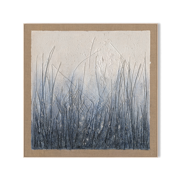 Silent Grass - Blue Grey Textured Abstract Painting #J5071
