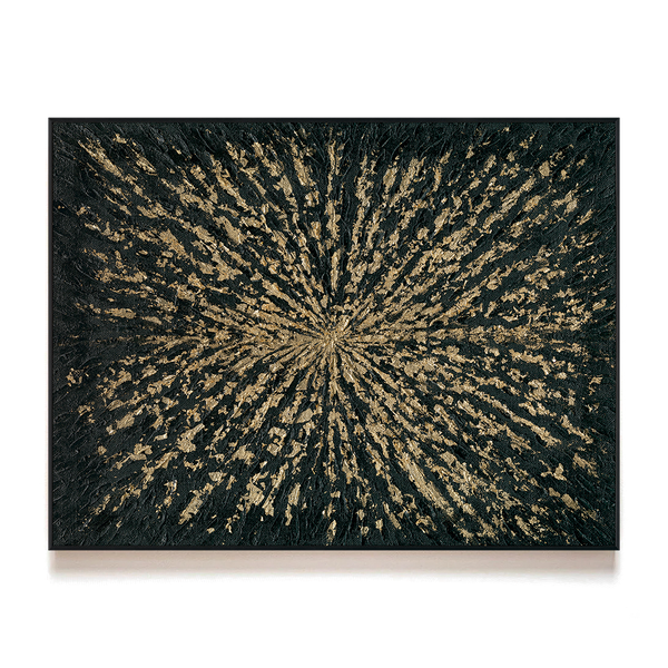 Celestial Burst - Black & Gold Abstract Painting #J5105