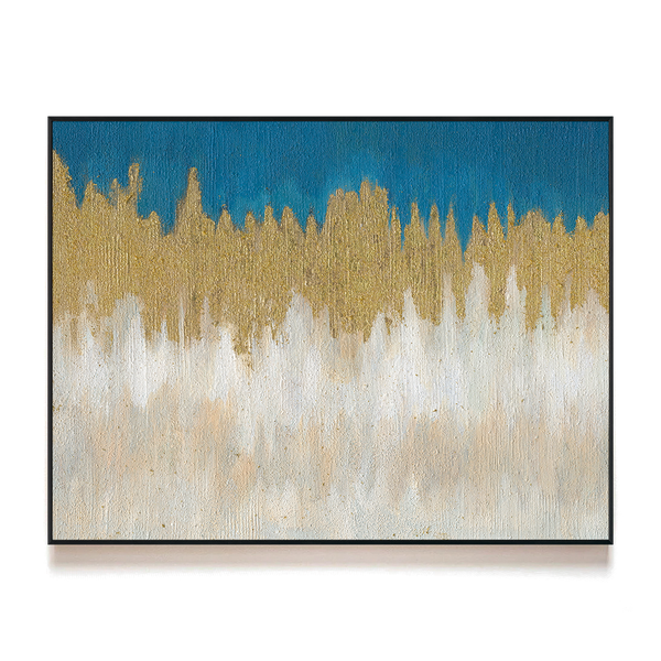 Azure Horizon - Golden Flow Abstract Painting #J5114