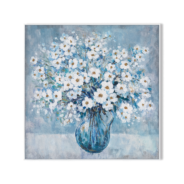 Azure Blossoms - Textured Abstract Floral#L0598