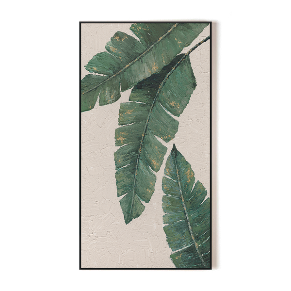 Golden Leaf Shadow - Tropical Textured Painting #L0618