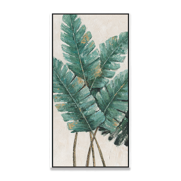 Verdant Glow - Tropical Leaf Textured Painting #L0631