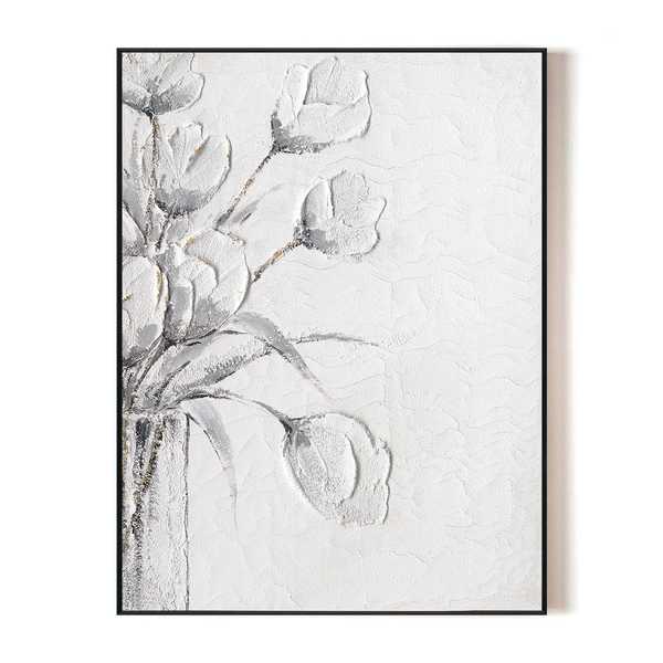 Ivory Tulips II - Minimal Textured Painting#L0660