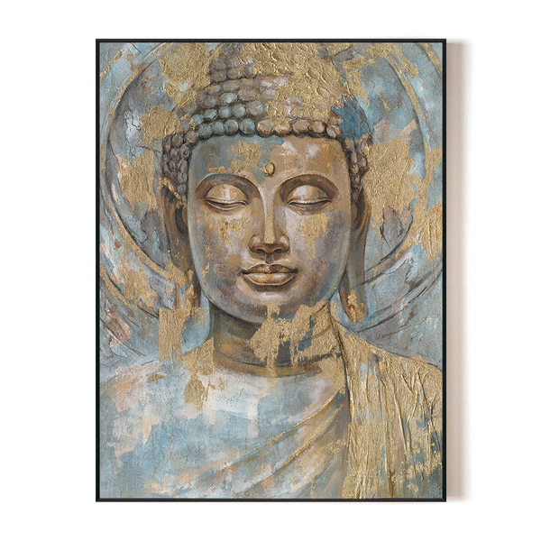 Golden Serenity - Buddha Front Portrait Painting#L0681