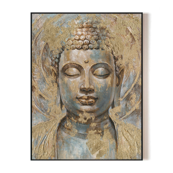 Golden Tranquility - Buddha Close-Up Painting#L0682