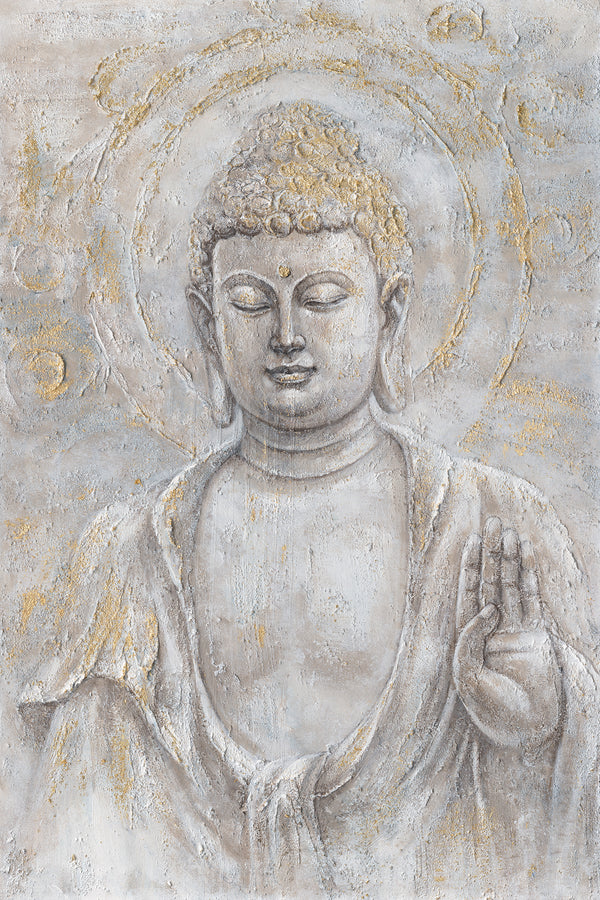 Golden Blessing - Buddha Hand Gesture Painting#L0699