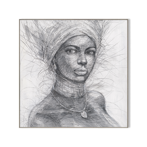 Ivory Crown - Headwrap Portrait Sketch#L0741