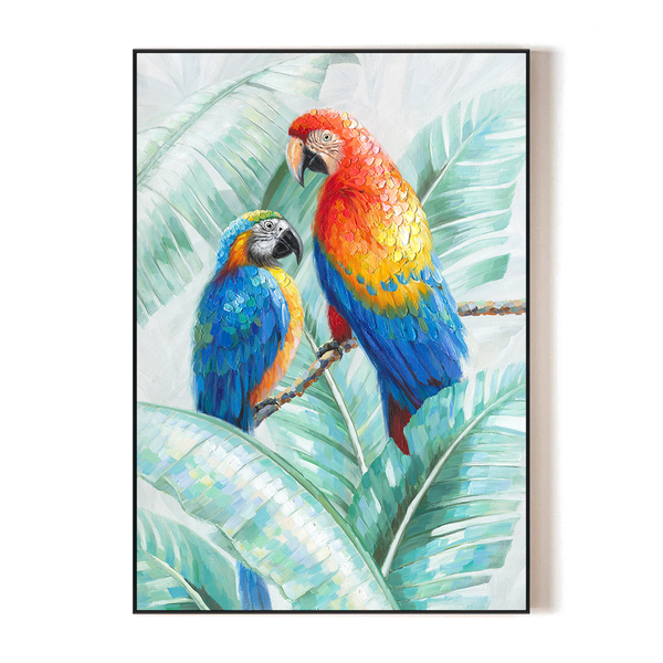 Tropical Romance – Colorful Parrot Painting#L2030