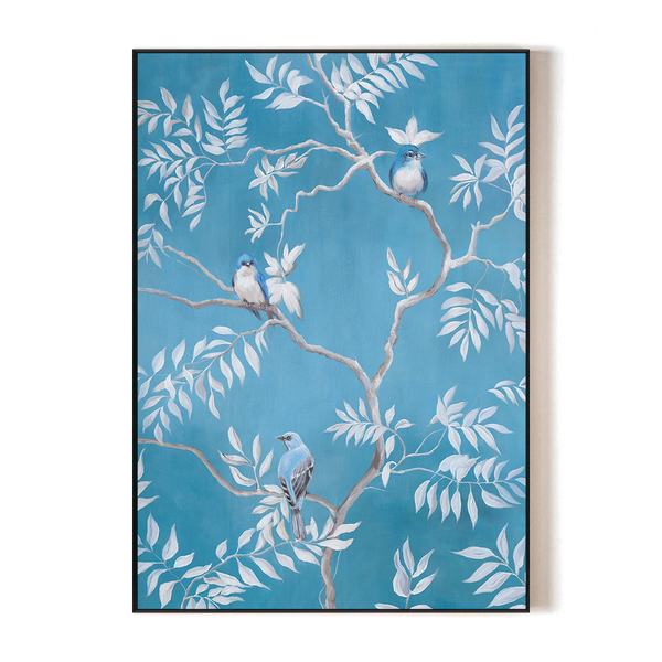 Blue Rhythm – Trio Birds Painting#L2155