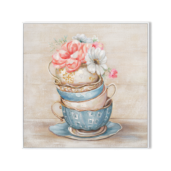 Floral Teacups - Romantic Still Life Painting#L2507