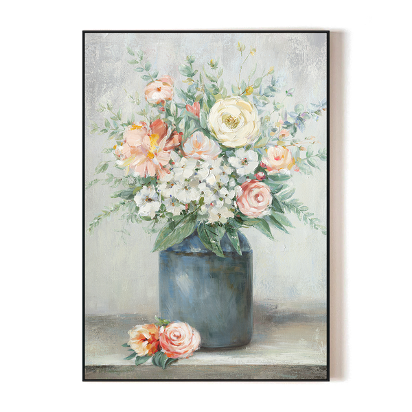 Blue Vase Elegance - Modern Floral Painting#L2528