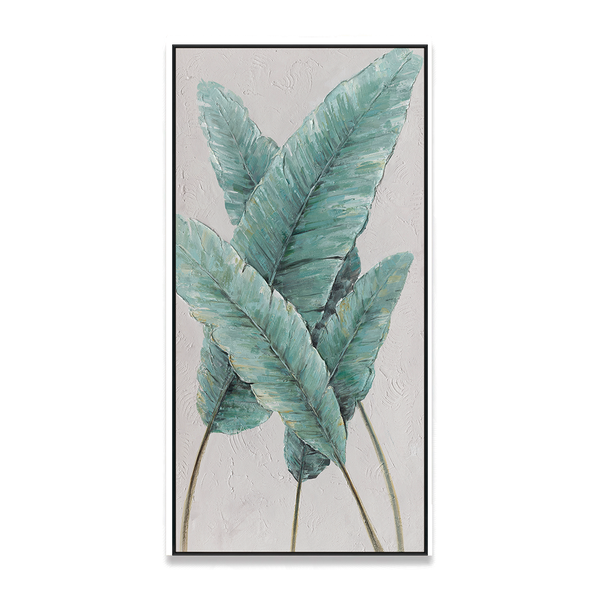 Verdant Haven - Tropical Green Leaf Painting#L3572