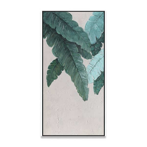 Emerald Canopy - Modern Green Leaf Long Painting#L3573