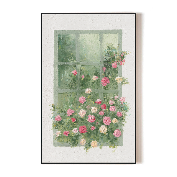 Garden Window - Rose Relief Painting#L3606