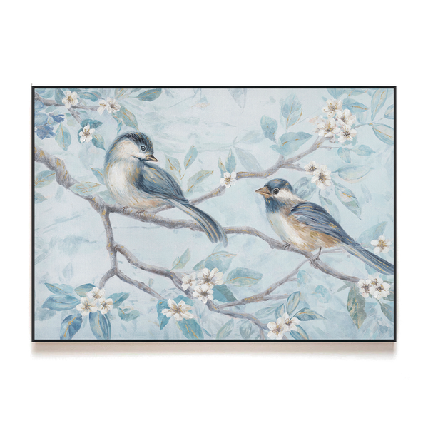 Blossom Duo – Gold Foil Bird Painting#L4578