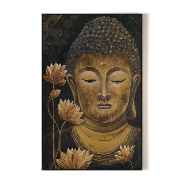Golden Lotus Calm - Buddha with Lotus Painting#L4673