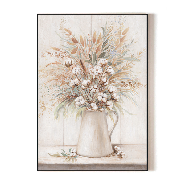 Cotton Bouquet - Rustic Neutral Painting#L4686