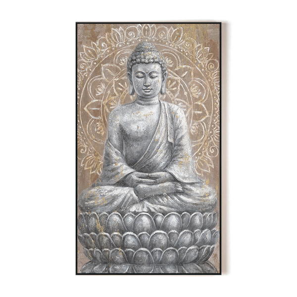 Golden Meditation - Buddha on Lotus Painting#L5011