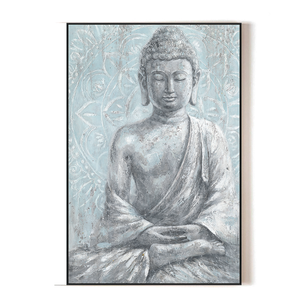 Silver Tranquility - Meditative Buddha Painting#L5013