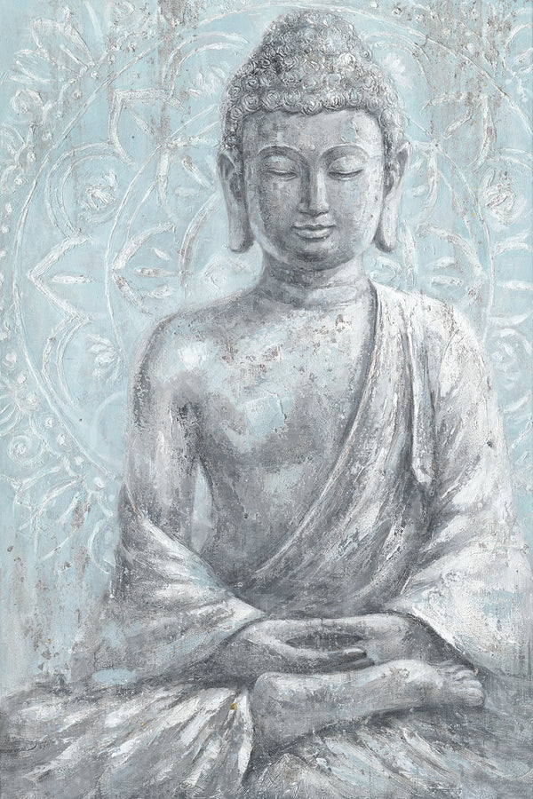 Silver Tranquility - Meditative Buddha Painting#L5013