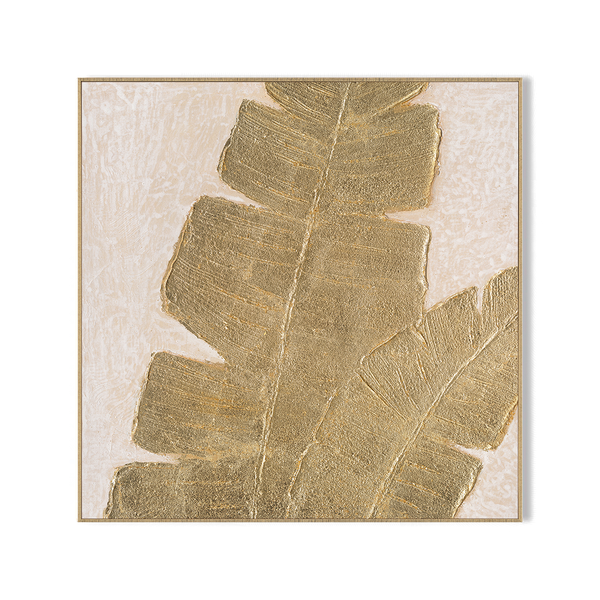 Golden Rhythm - Textured Banana Leaf Painting#L5099