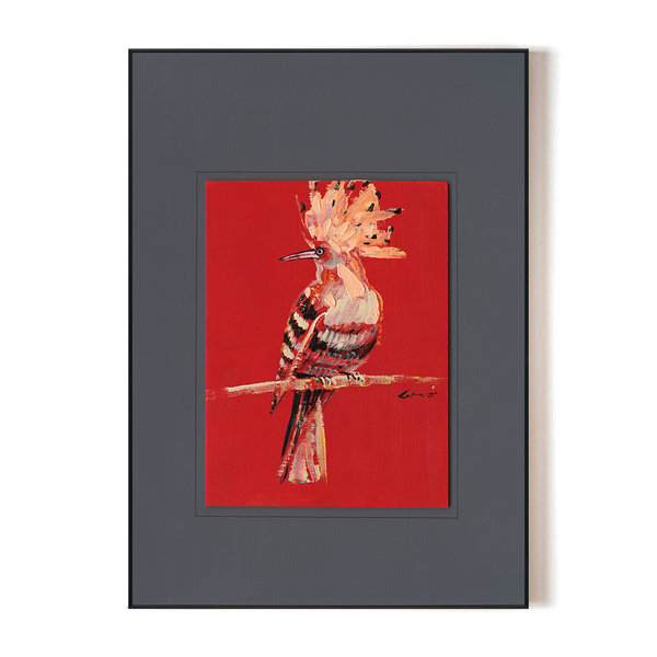 Scarlet Crest – Creative Bird Painting#L5864