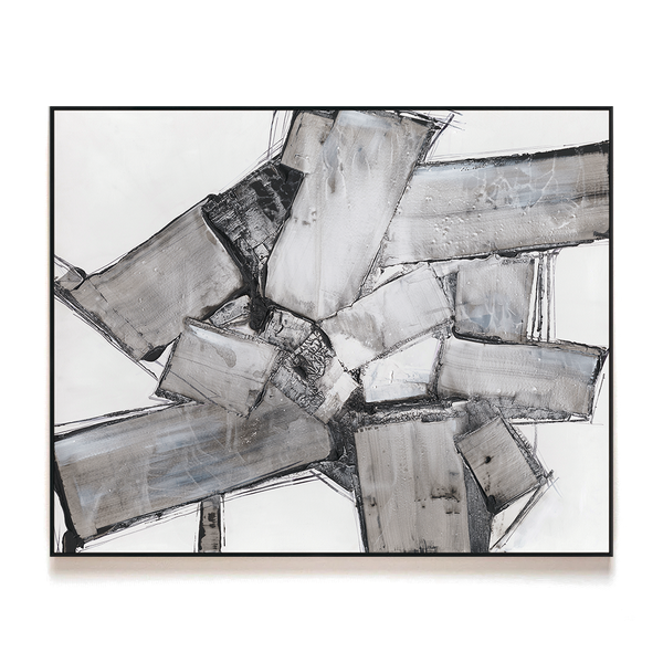 Grey Fragments - Monochrome Abstract Texture Painting#L6041