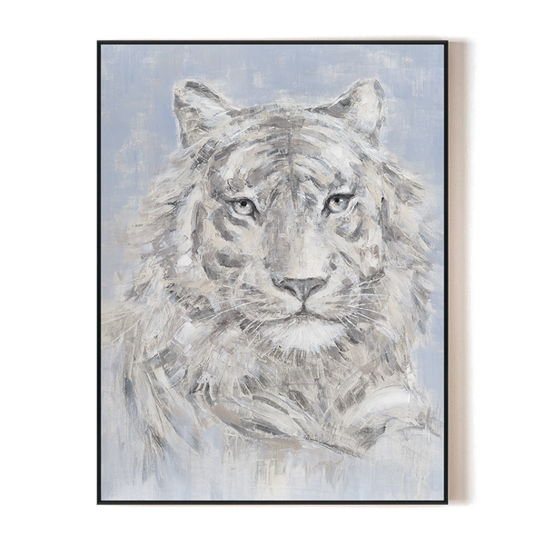 Arctic White Tiger - Grey Blue Wildlife Painting #M0613