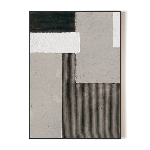 Interwoven Realm - Grey Black White Textured Abstract#M2570