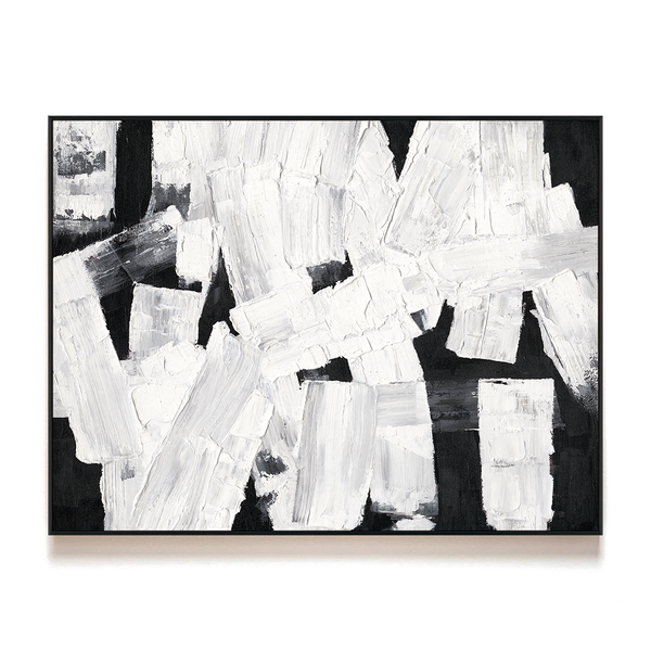 White Formation - Black & White Abstract Texture Painting#M3780
