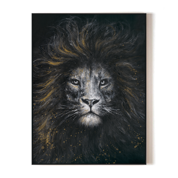 Golden Majesty - Black & Gold Lion Portrait #M4501