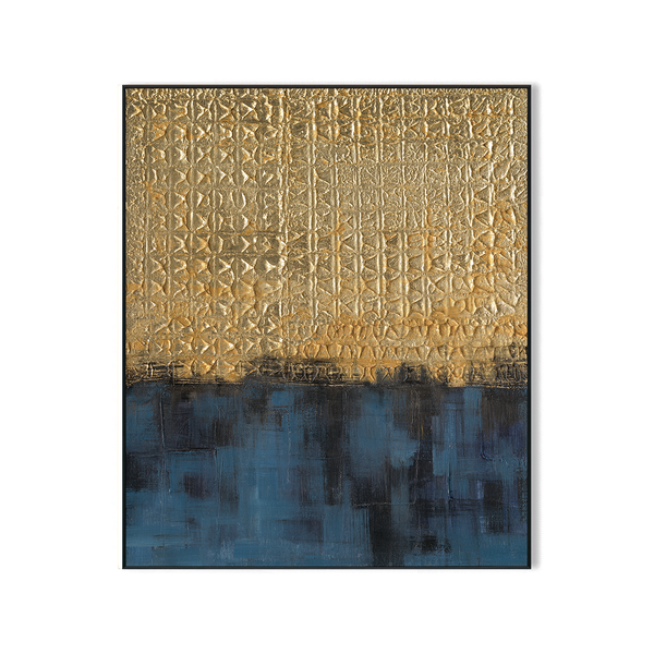 Golden Horizon - Blue & Gold Abstract #M4660