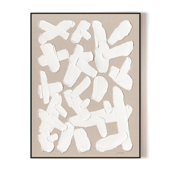 Free Form - White Textured Abstract Painting#M5542
