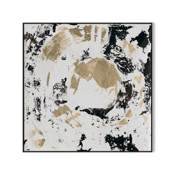 Golden Orbit - Black and White Abstract Painting #M5644