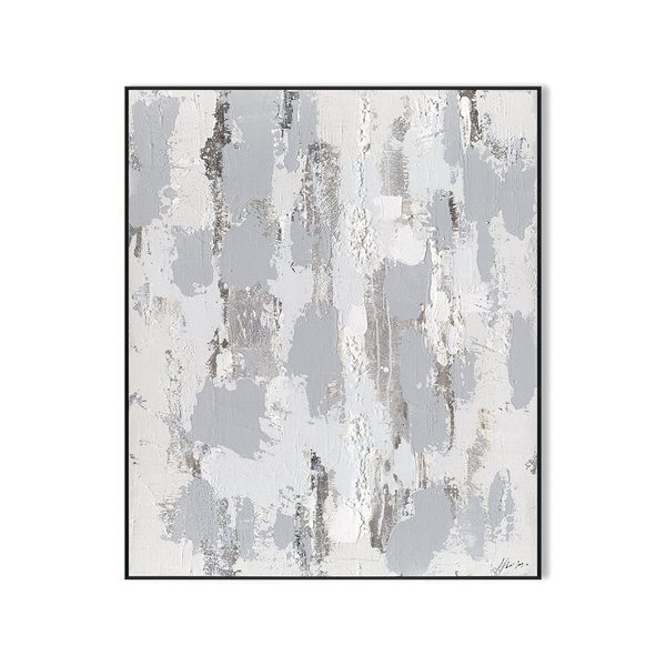 Silver Veil - Textured Grey Abstract Painting#M6899