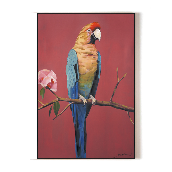 Crimson Plume - Macaw Oil Painting#M8061