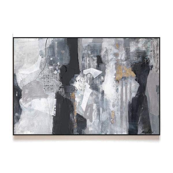 Urban Mist - Grey & Black Modern Abstract Painting #M8103
