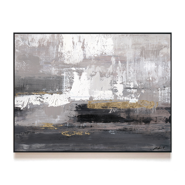 Nocturnal Reverie - Gray & Gold Abstract #M8113