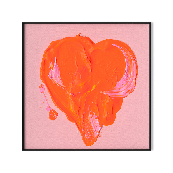 Vivid Love - Orange & Pink Heart Abstract #M8163