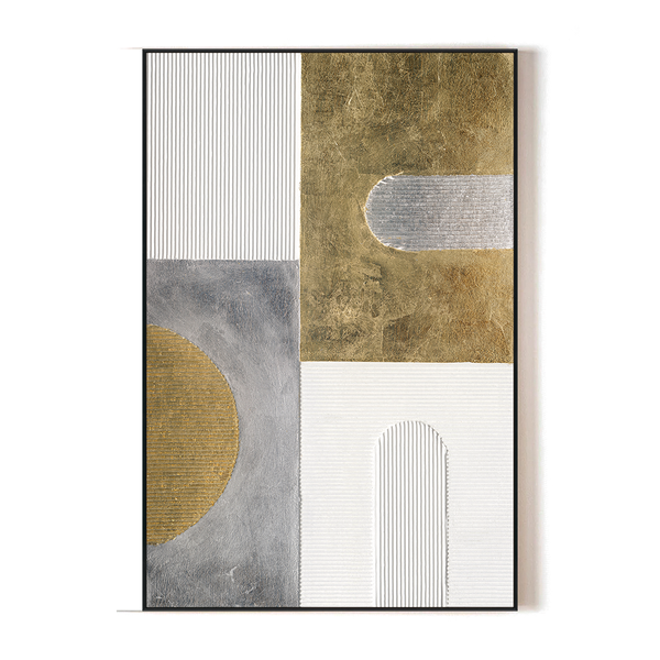 Silver & Gold Harmony - Geometric Textured Abstract #MM2582