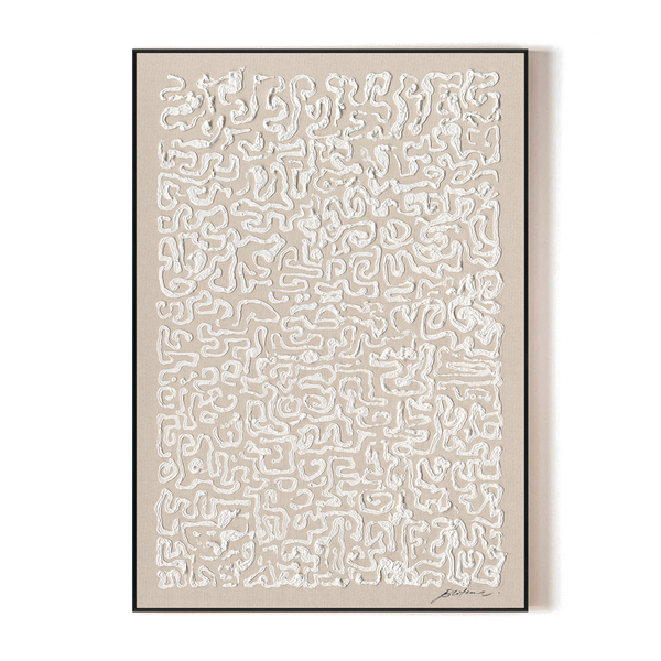Labyrinth Symbols - White Textured Abstract #MM5855