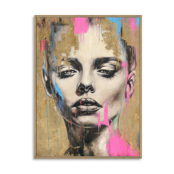 Golden Drips-Pink Abstract Portrait #P2632