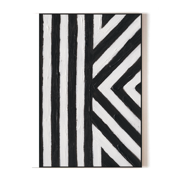 Monochrome Pulse - Black & White Abstract Painting#P4717