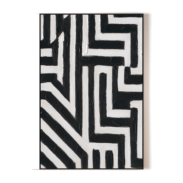Labyrinth Flow - Black & White Abstract Painting#P4718