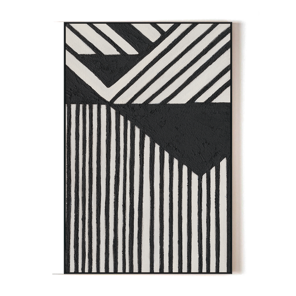 Strata Rhythm - Black & White Abstract Painting#P4722